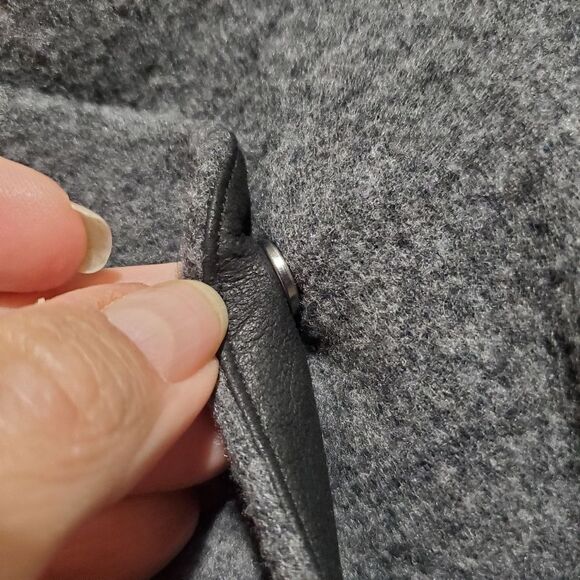 Theory Naomo Leather-Sleeve Felt Coat Size Small Gray Black Mixed Media S - Picture 5 of 16